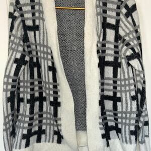 Grey and white plaid cardigan